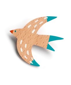 Broche golondrina de madera