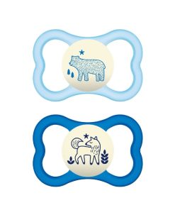 MAM Chupete Silicona Air Night 6+ Pack Doble Azul